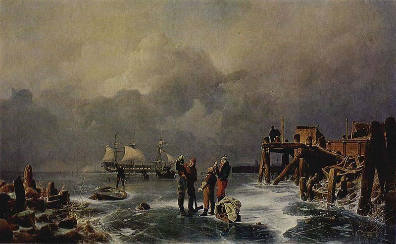 Andreas Achenbach Ufer des zugefrorenen Meeres France oil painting art